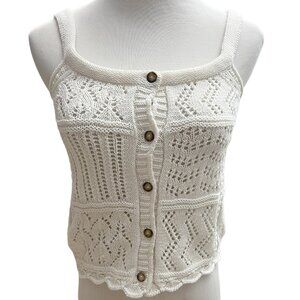 ASOS Design Studio Women's Size 6 Button Up Sleeveless Crochet Top Cream NEW